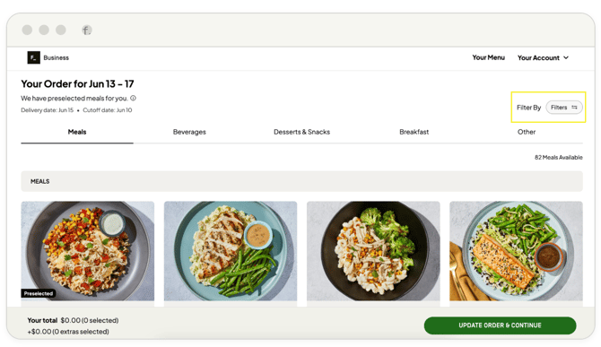 Menu filters