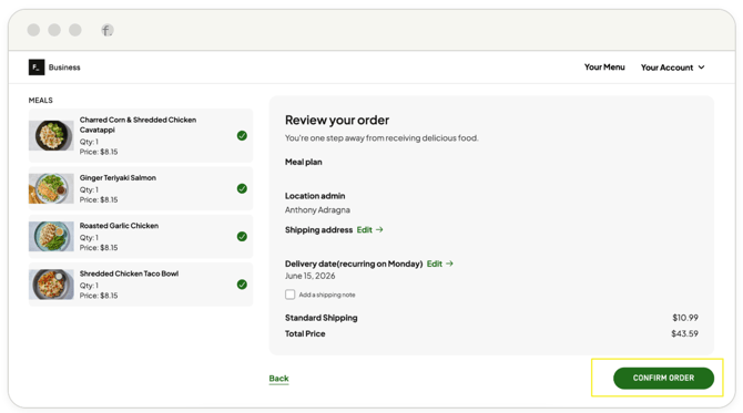 Review order details and confirm
